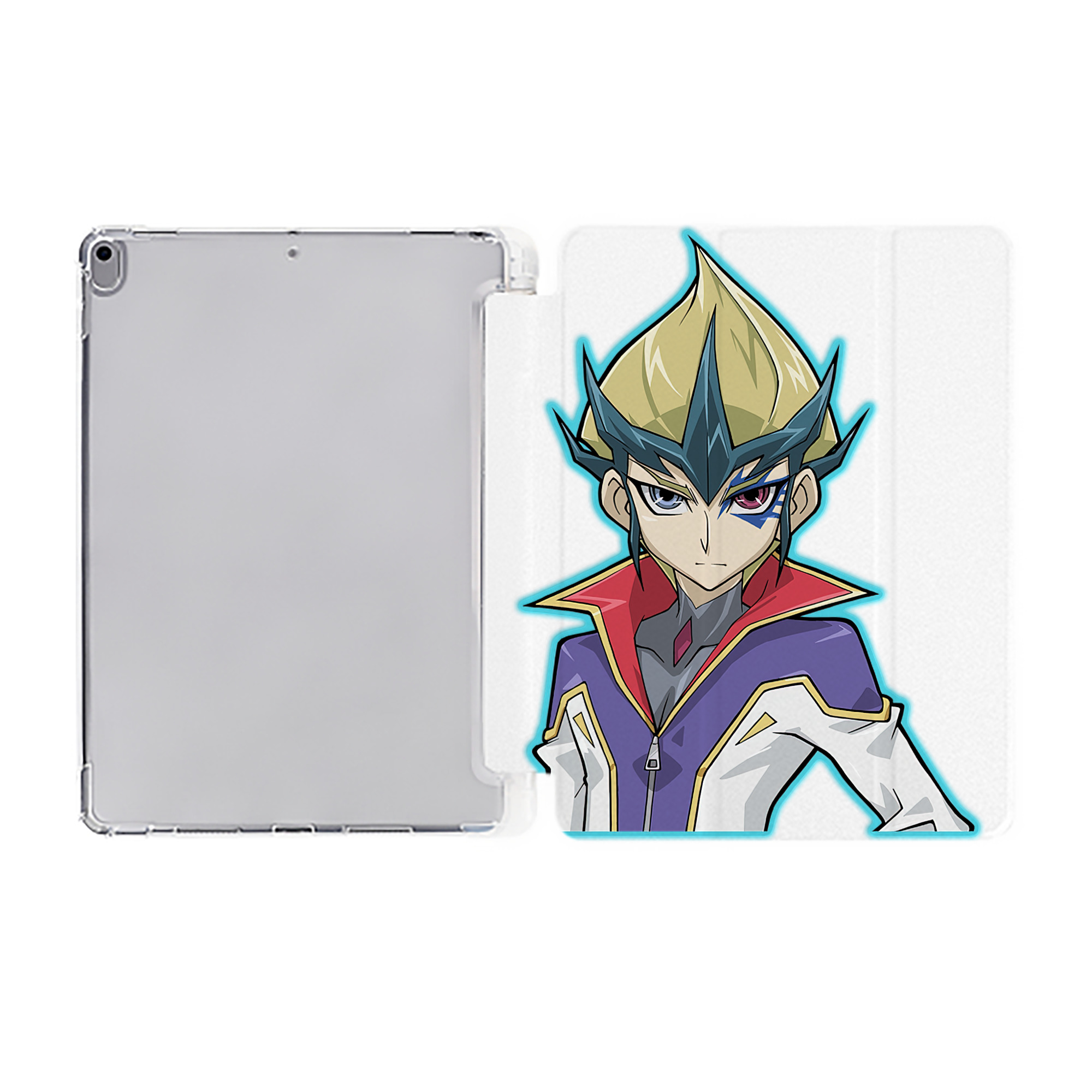（画像用） 遊☆戯☆王 Yu-Gi-Oh! IPad ケース ペン収納付き 三つ折りスタンド PUレザー×シリコン 対応機種9.5/10.5/10.9インチ
